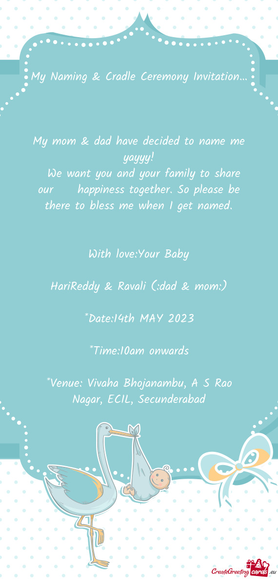 My Naming & Cradle Ceremony Invitation…