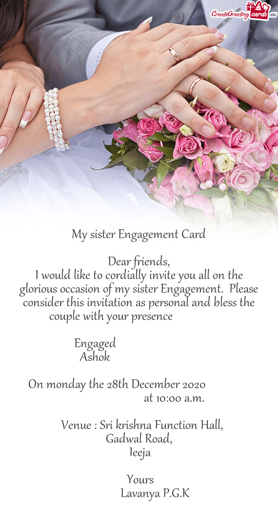 My sister Engagement Card