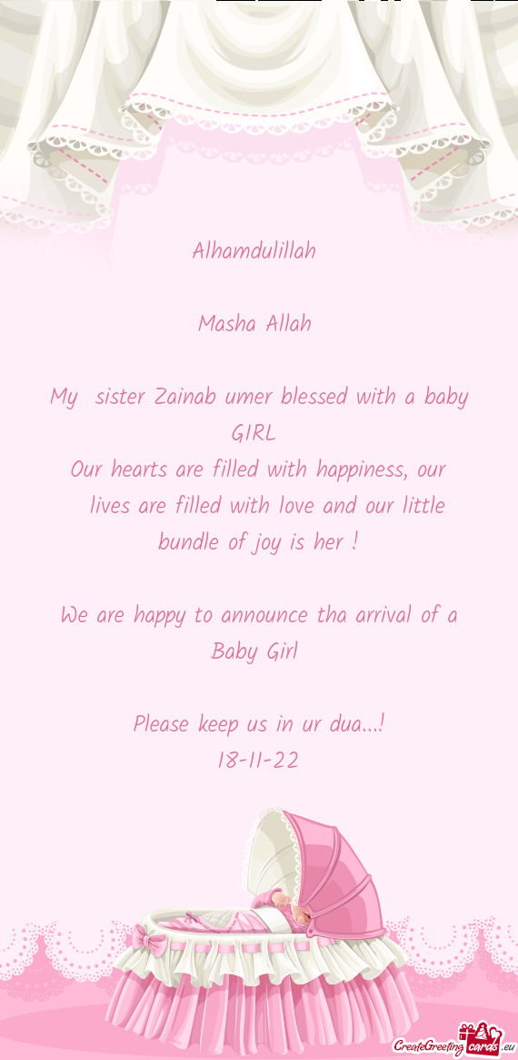 My sister Zainab umer blessed with a baby GIRL