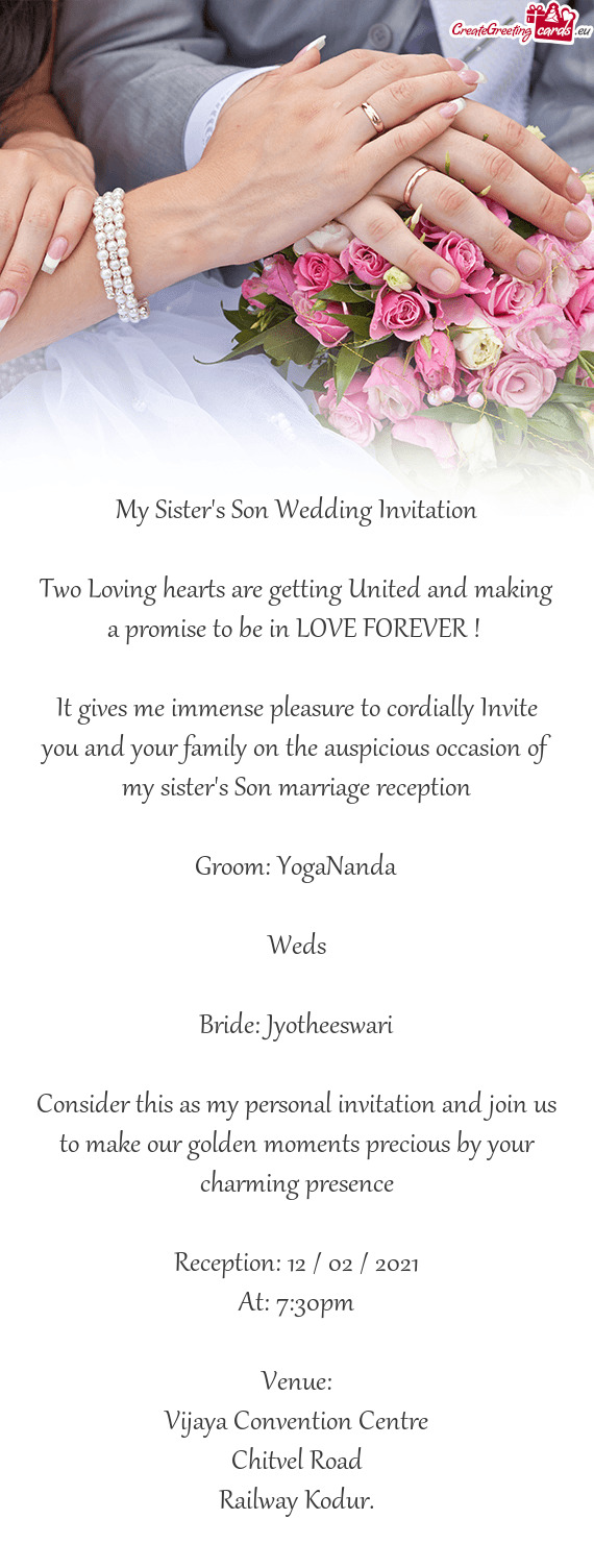 My Sister s Son Wedding Invitation Free Cards