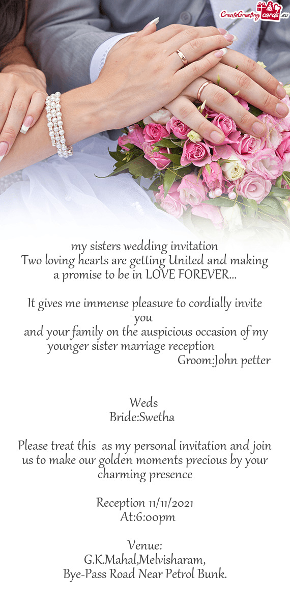 My sisters wedding invitation
