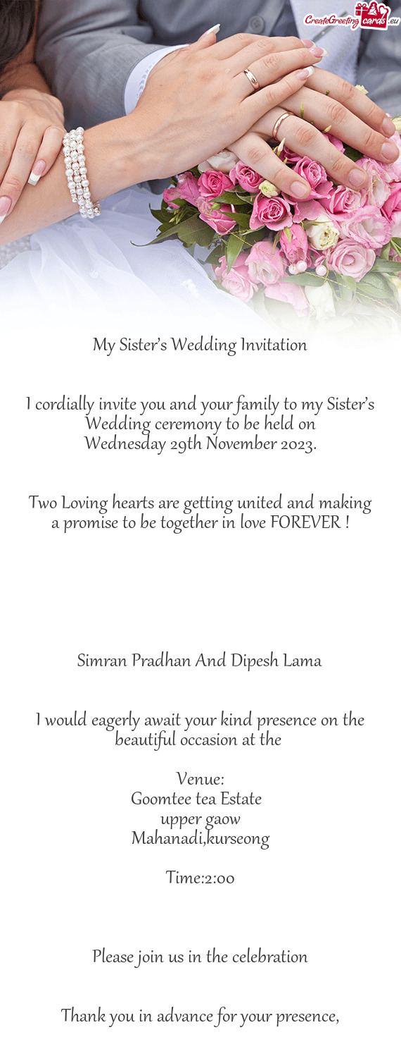 My Sister’s Wedding Invitation