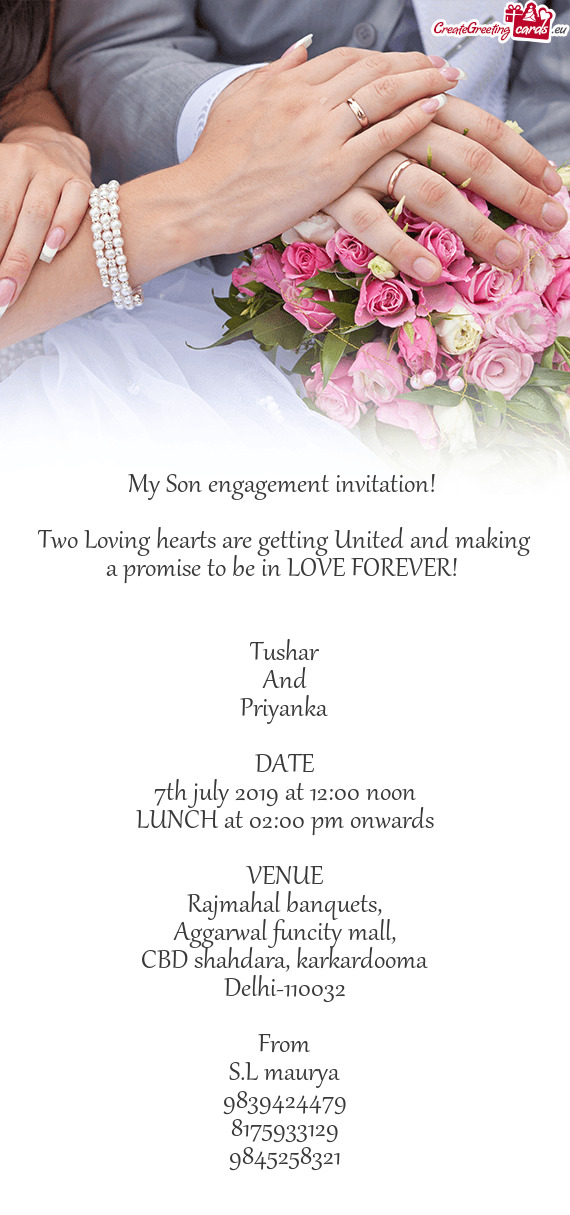 My Son engagement invitation! 