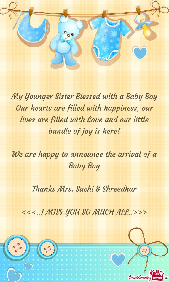 My Younger Sister Blessed with a Baby Boy