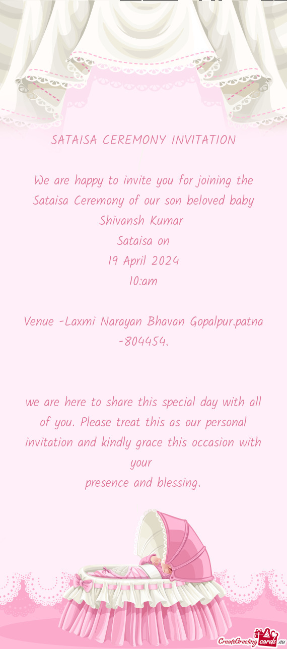N beloved baby Shivansh Kumar Sataisa on 19 April 2024 10