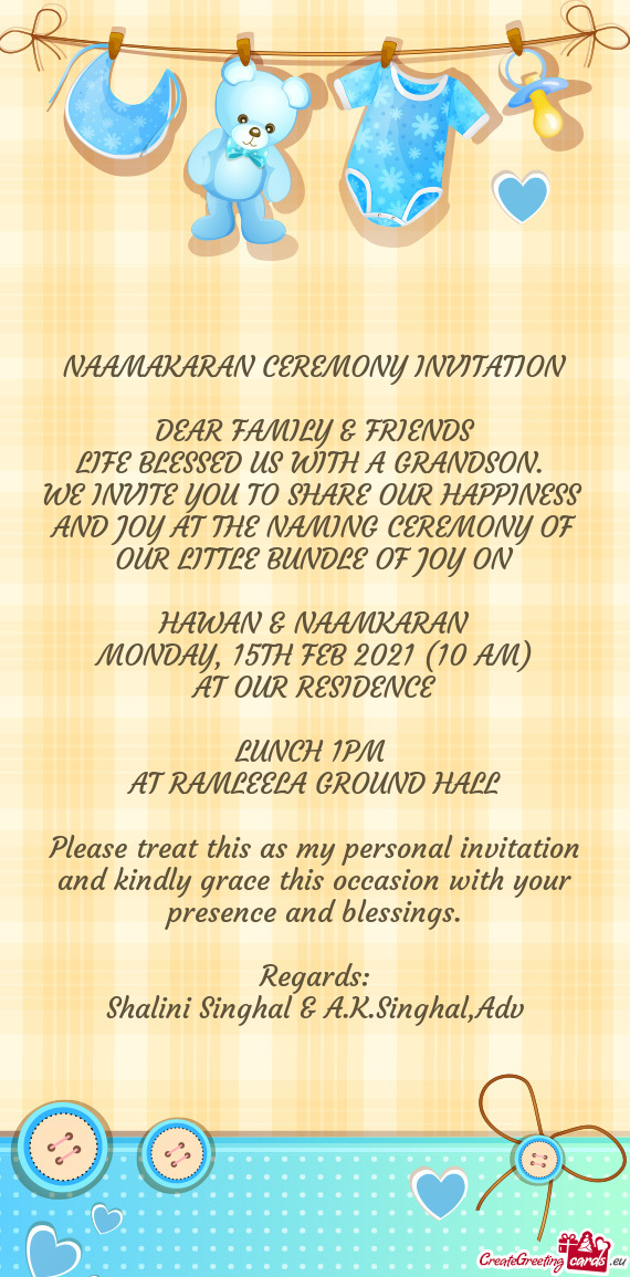 NAAMAKARAN CEREMONY INVITATION