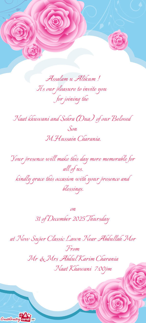 Naat khuwani and Sehra (Dua) of our Beloved Son