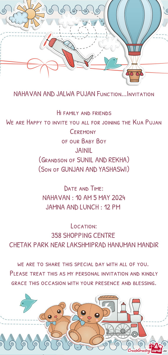 NAHAVAN AND JALWA PUJAN Function...Invitation