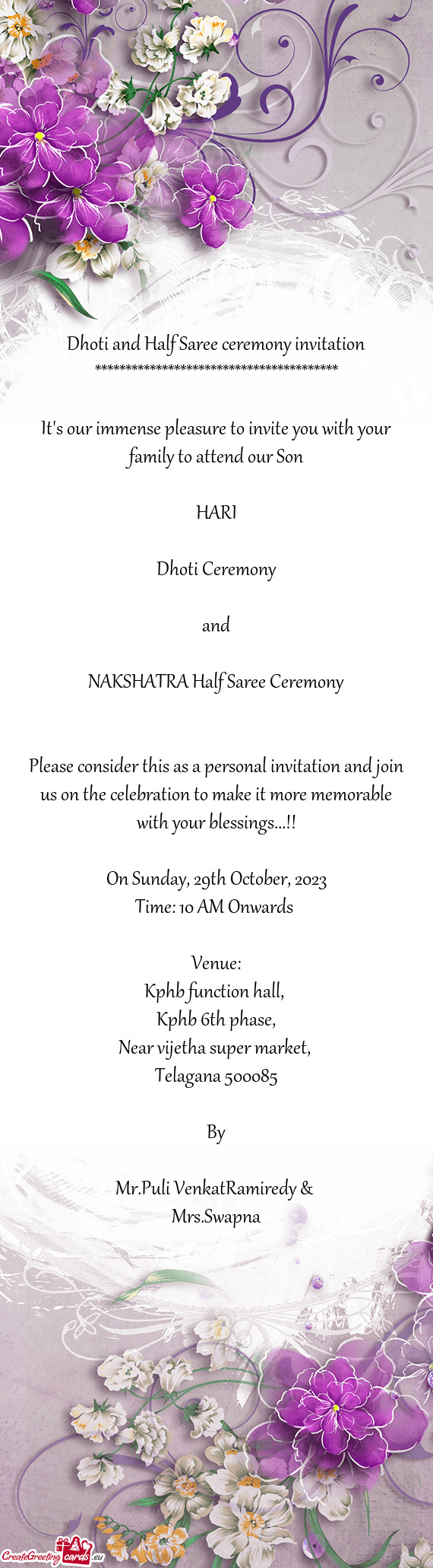 NAKSHATRA Half Saree Ceremony