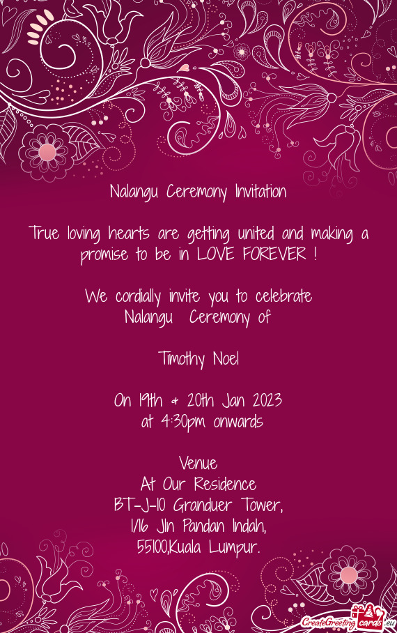 Nalangu Ceremony Invitation