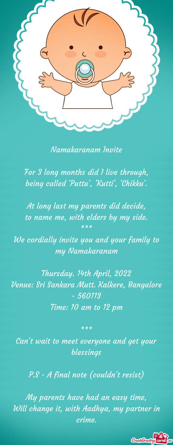 Namakaranam Invite