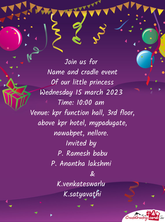 Name and cradle event