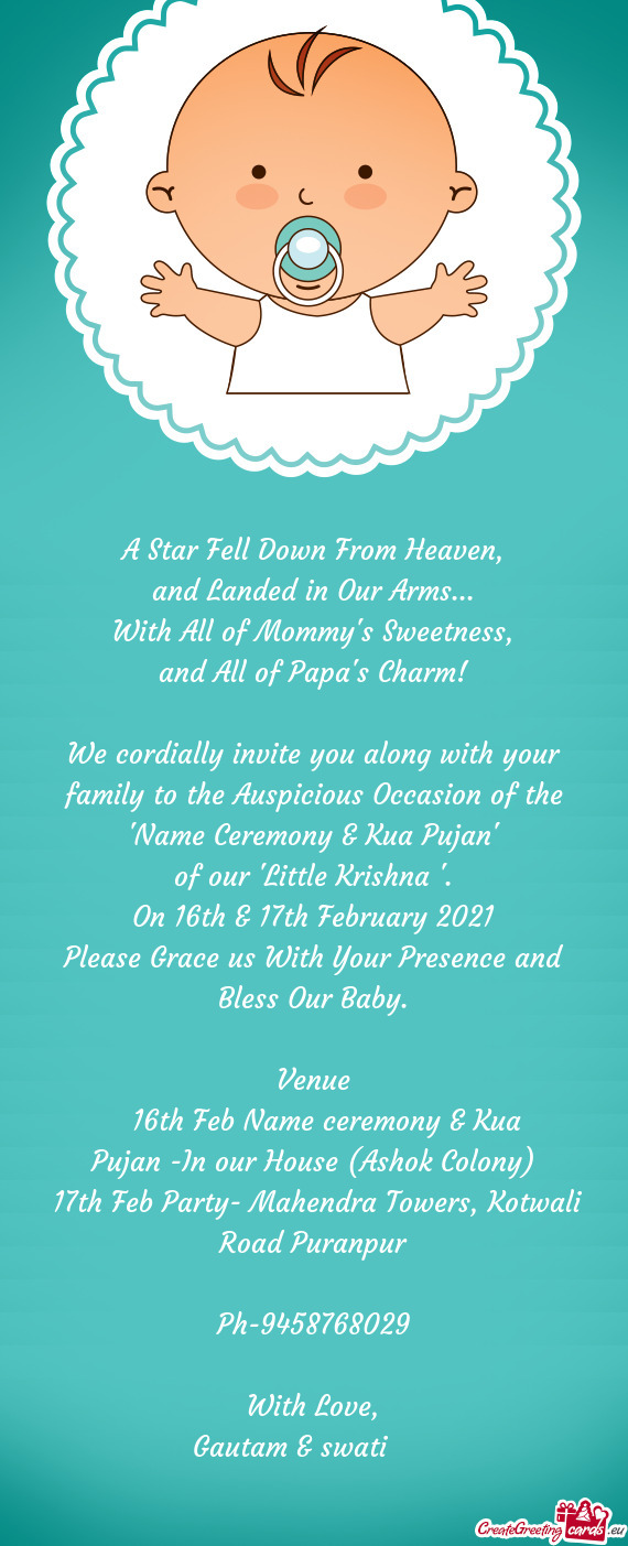 "Name Ceremony & Kua Pujan"