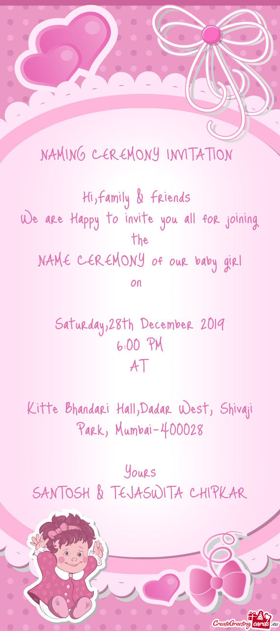 NAME CEREMONY of our baby girl