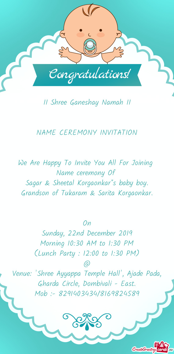 Name ceremony Of
