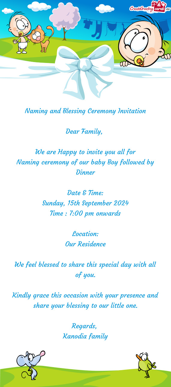 Naming and Blessing Ceremony Invitation