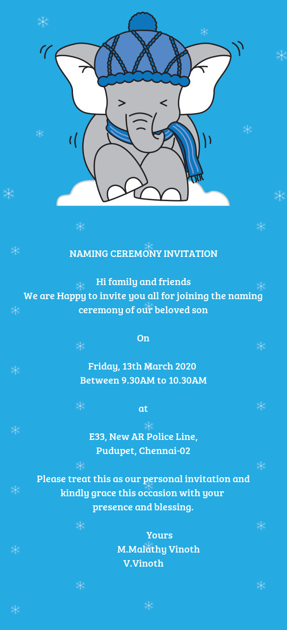 NAMING CEREMONY INVITATION    Hi family and friends  We