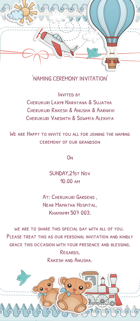 "NAMING CEREMONY INVITATION”