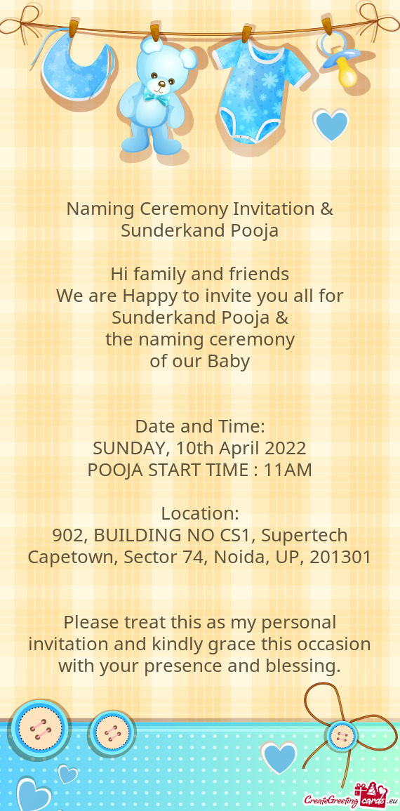 Naming Ceremony Invitation & Sunderkand Pooja