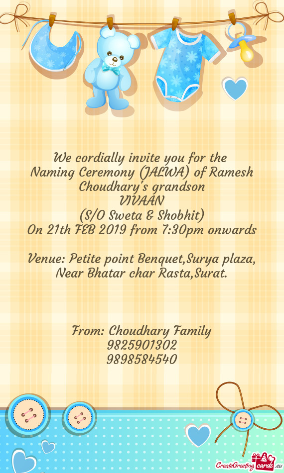 Naming Ceremony (JALWA) of Ramesh Choudhary