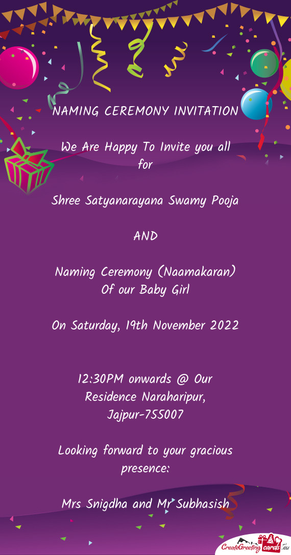 Naming Ceremony (Naamakaran) Of our Baby Girl