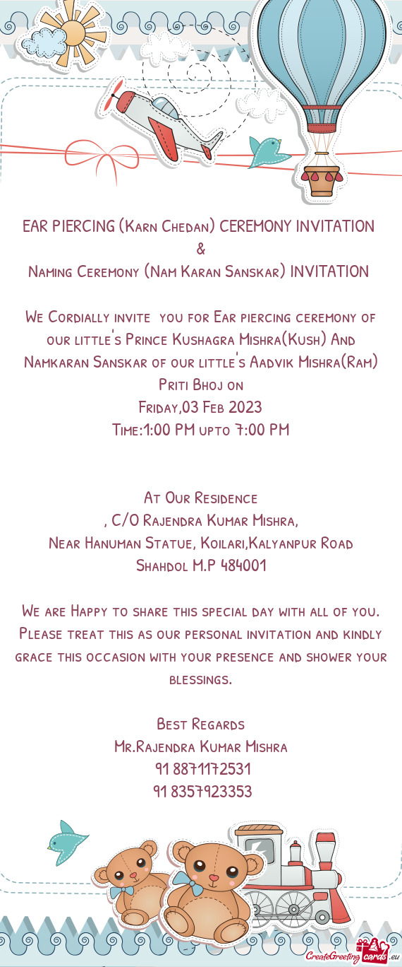Naming Ceremony (Nam Karan Sanskar) INVITATION