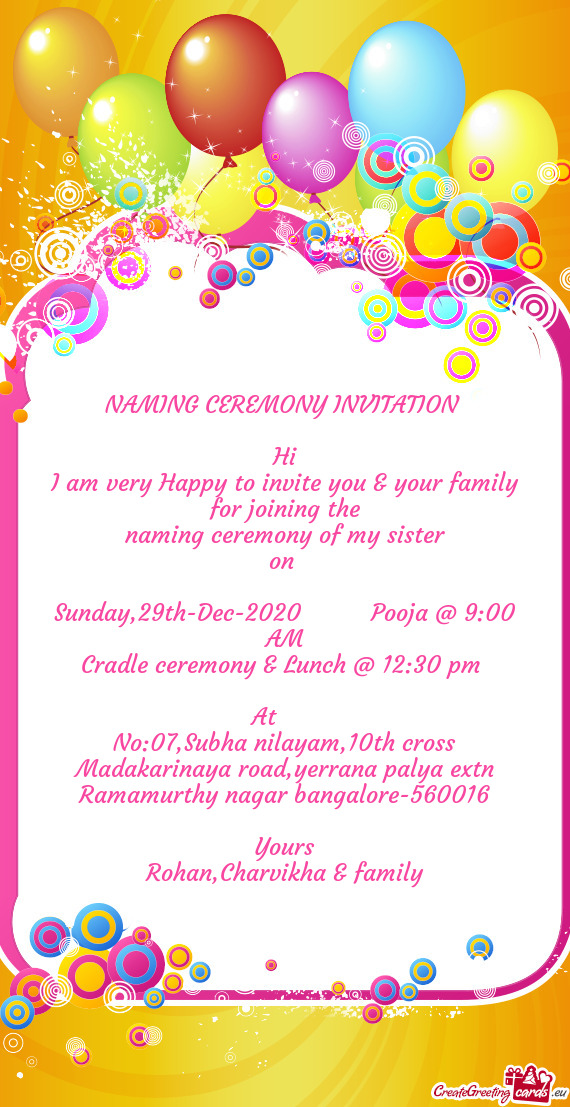 Naming ceremony of my sister