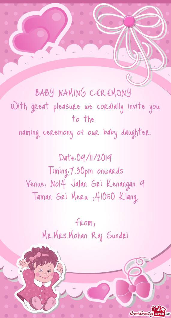 Naming ceremony of our baby daughter