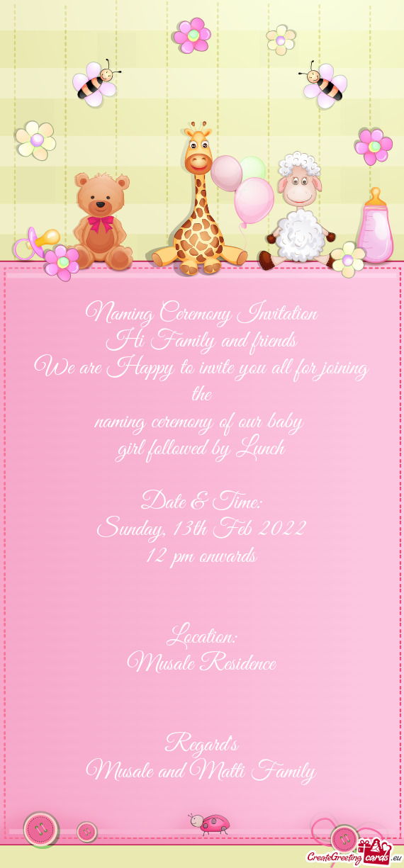 Naming ceremony of our baby
