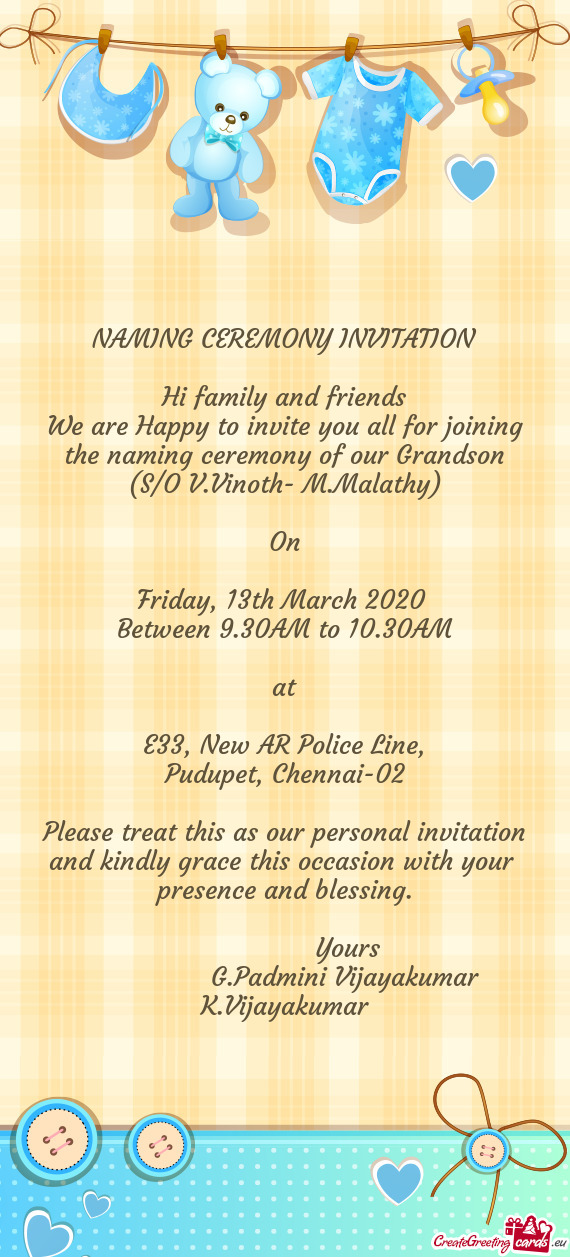 Naming ceremony of our Grandson
 (S/O V
