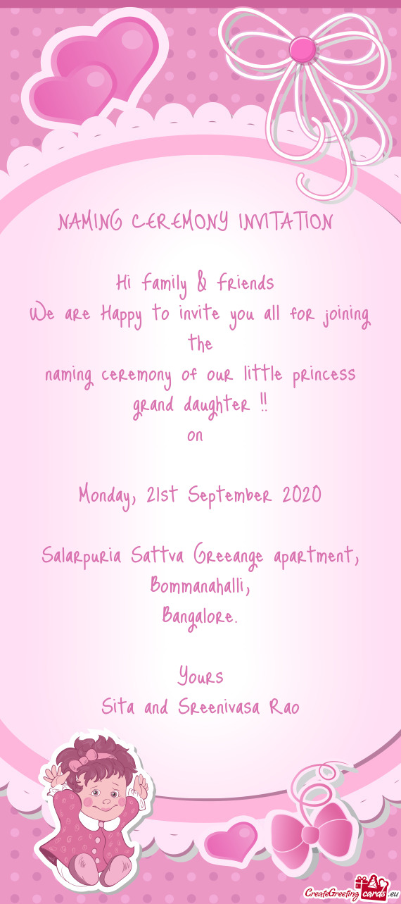 Naming ceremony of our little princess grand daughter