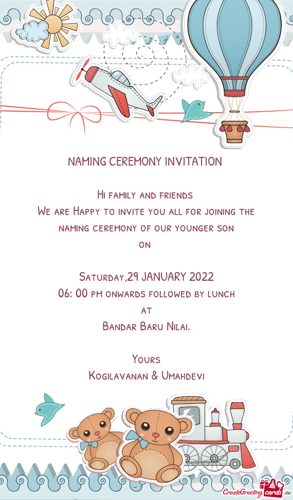Naming ceremony of our younger son