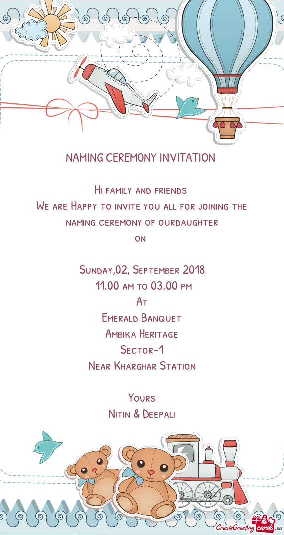 Naming ceremony of ourdaughter