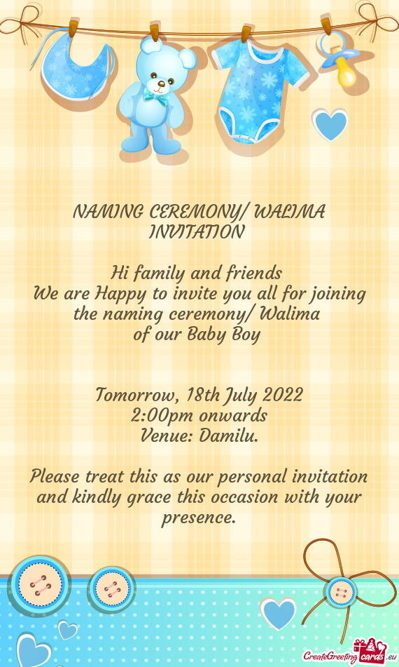 NAMING CEREMONY/ WALIMA INVITATION