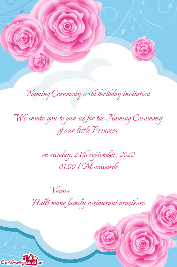 Naming Ceremony with birthday invitation