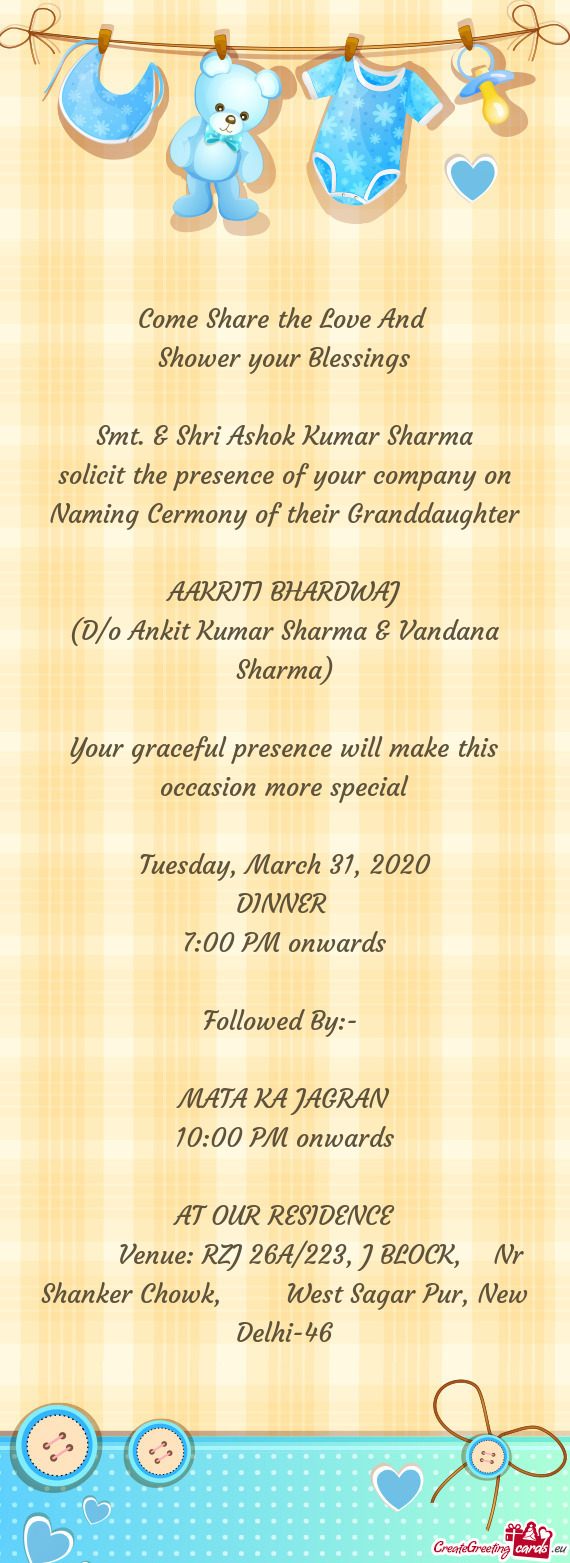 Naming Cermony of their Granddaughter