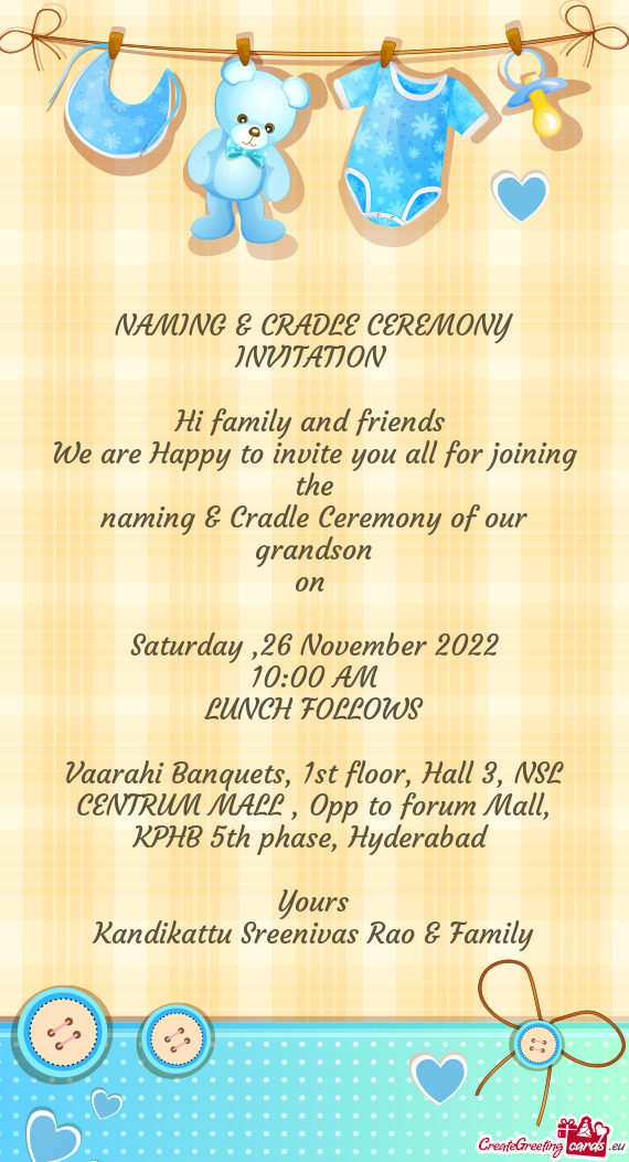 Naming & Cradle Ceremony of our grandson