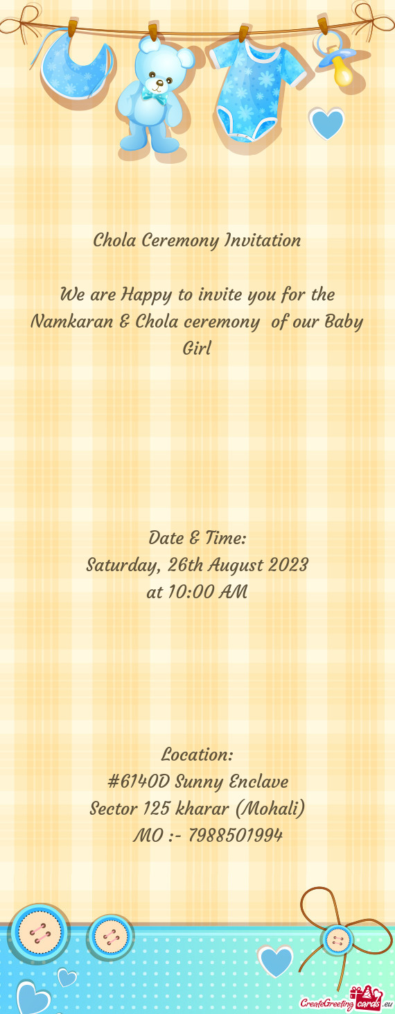 Namkaran & Chola ceremony of our Baby Girl