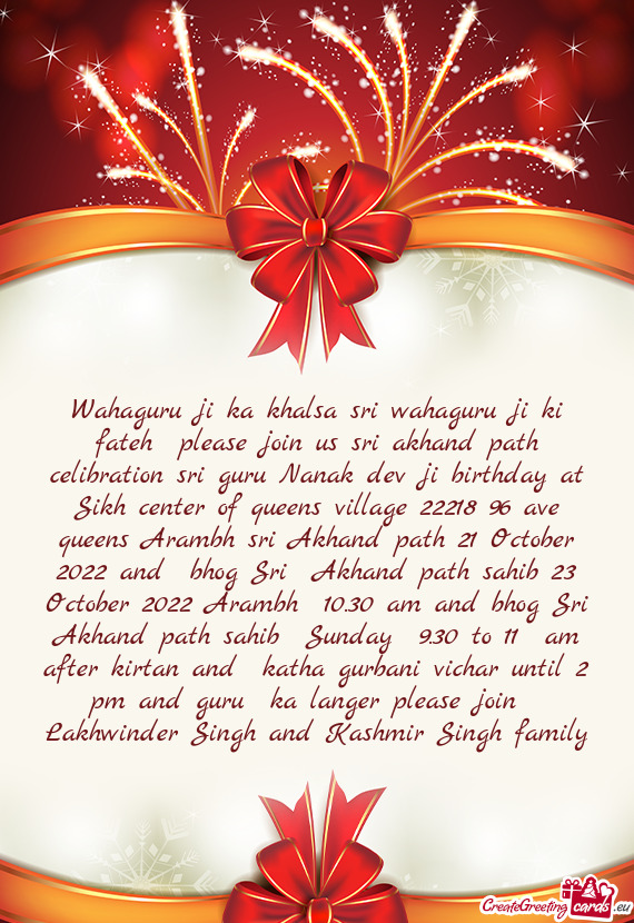 Nanak dev ji birthday at Sikh center of queens village 22218 96 ave queens Arambh sri Akhand path 21