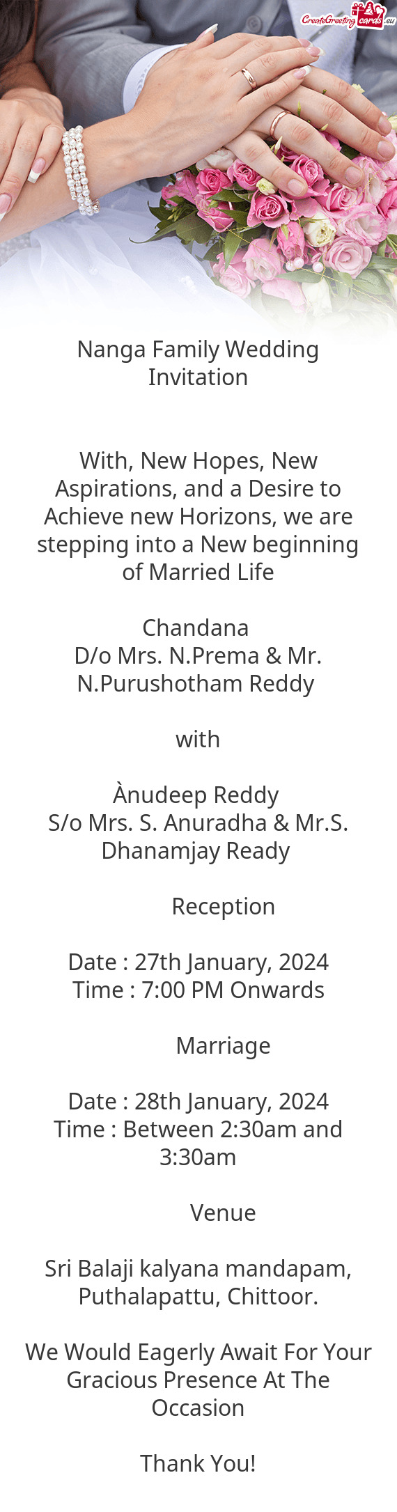 Nanga Family Wedding Invitation