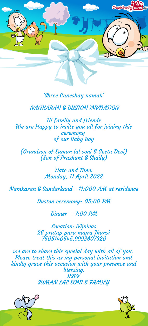 NANKARAN & DUSTON INVITATION