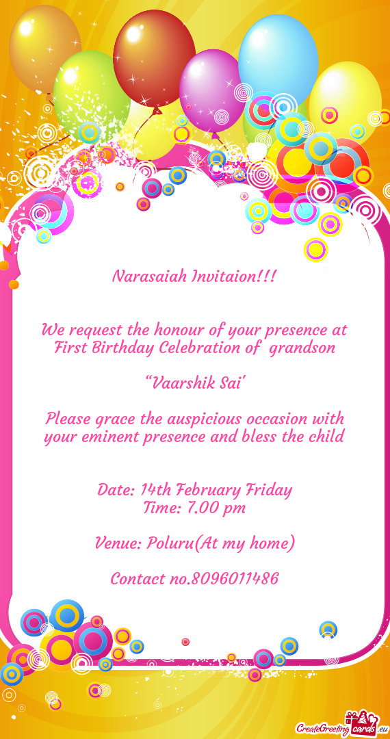 Narasaiah Invitaion