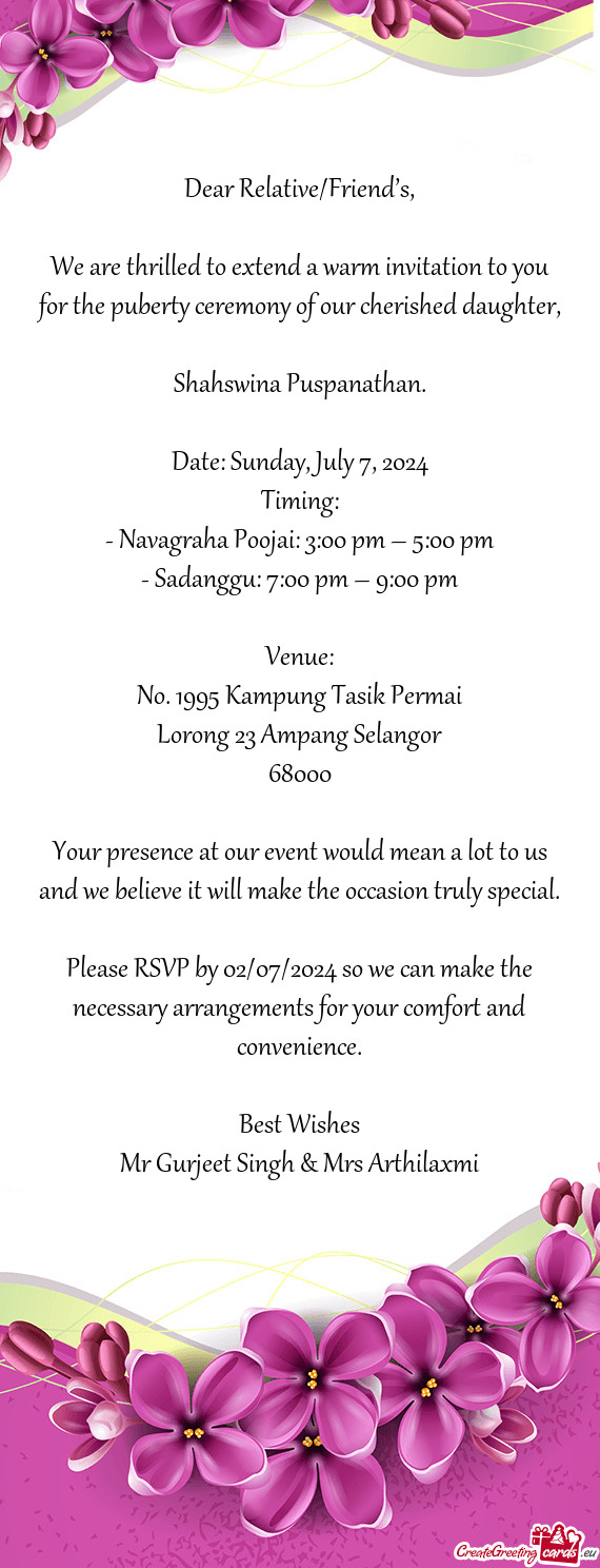 Navagraha Poojai: 3:00 pm – 5:00 pm