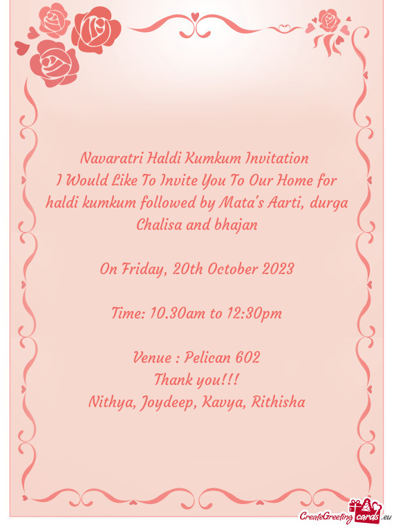 Navaratri Haldi Kumkum Invitation
