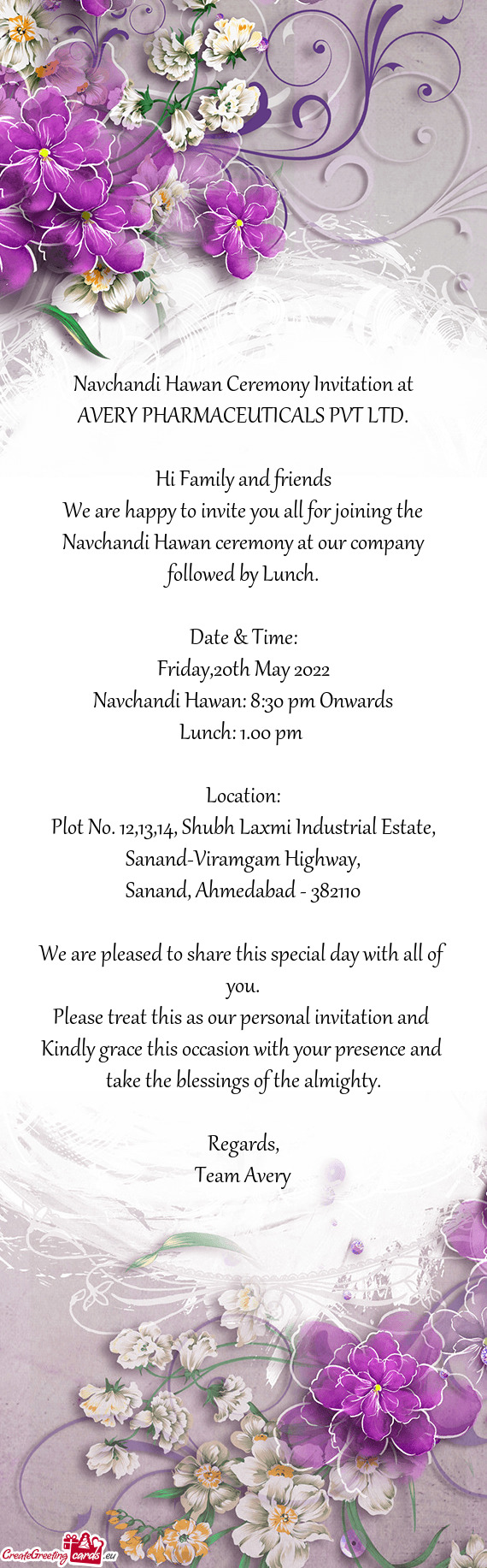 Navchandi Hawan Ceremony Invitation at
