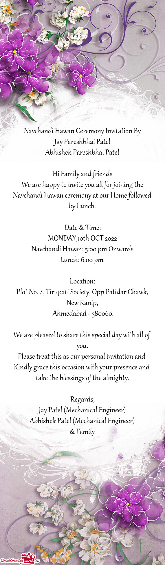Navchandi Hawan Ceremony Invitation By