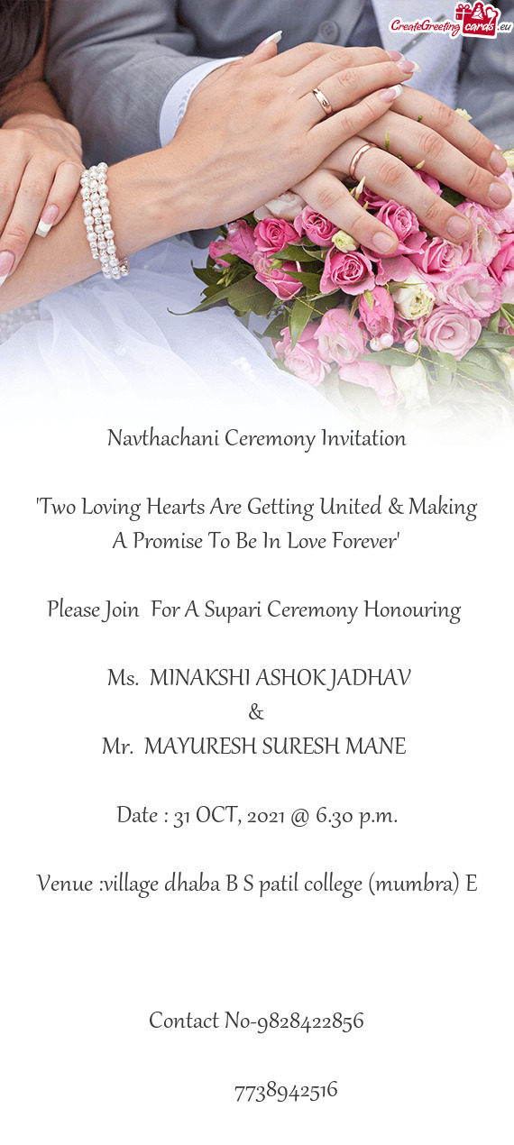 Navthachani Ceremony Invitation