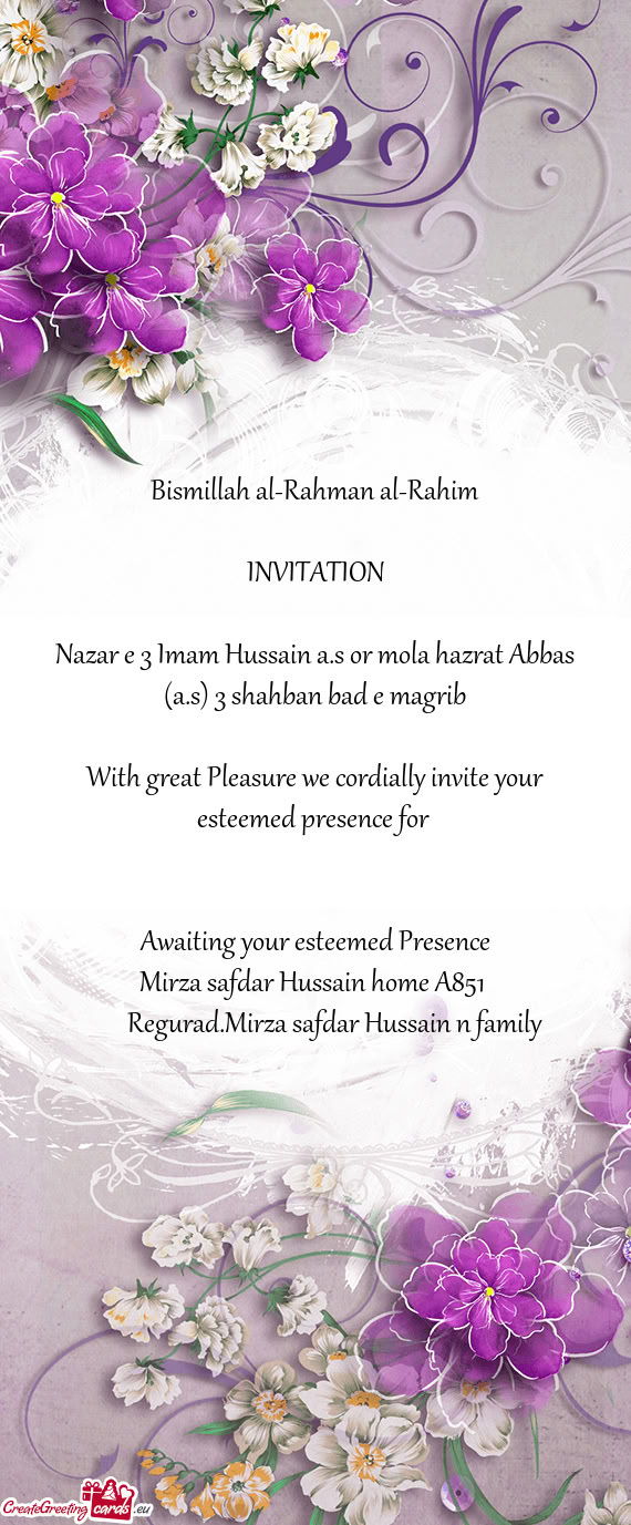 Nazar e 3 Imam Hussain a.s or mola hazrat Abbas (a.s) 3 shahban bad e magrib