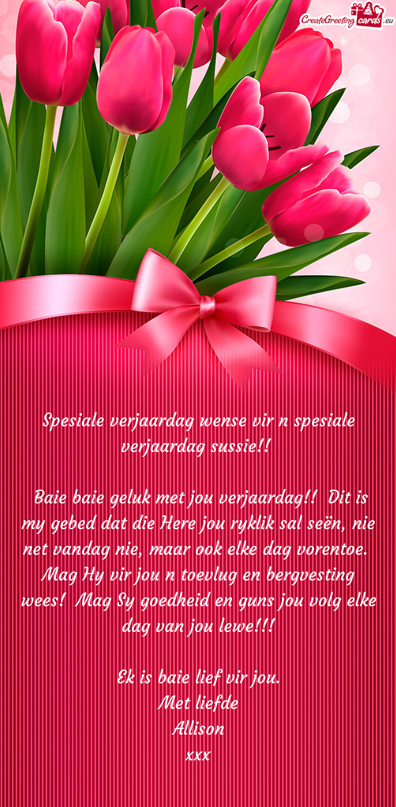 Ndag nie, maar ook elke dag vorentoe. Mag Hy vir jou n toevlug en bergvesting wees! Mag Sy goedhei