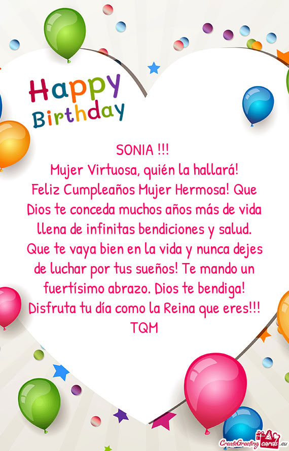 Ndiciones y salud. Que te vaya bien en la vida y nunca dejes de luchar por tus sueños! Te mando un